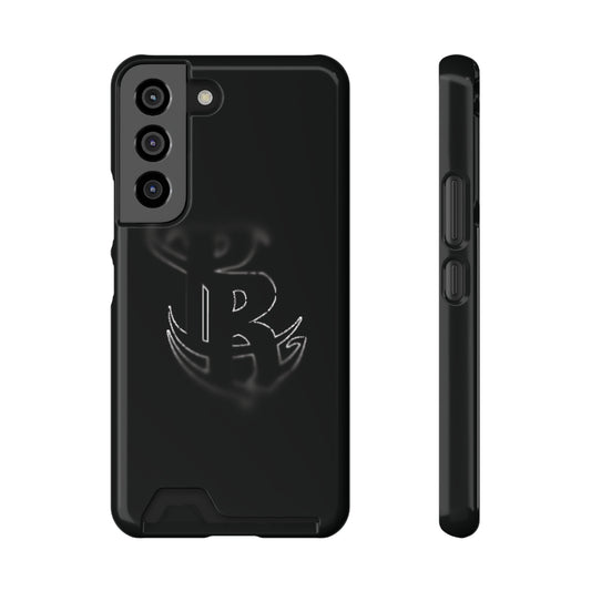 PR Fading Logo Sleek Black Phone Case with Card Holder