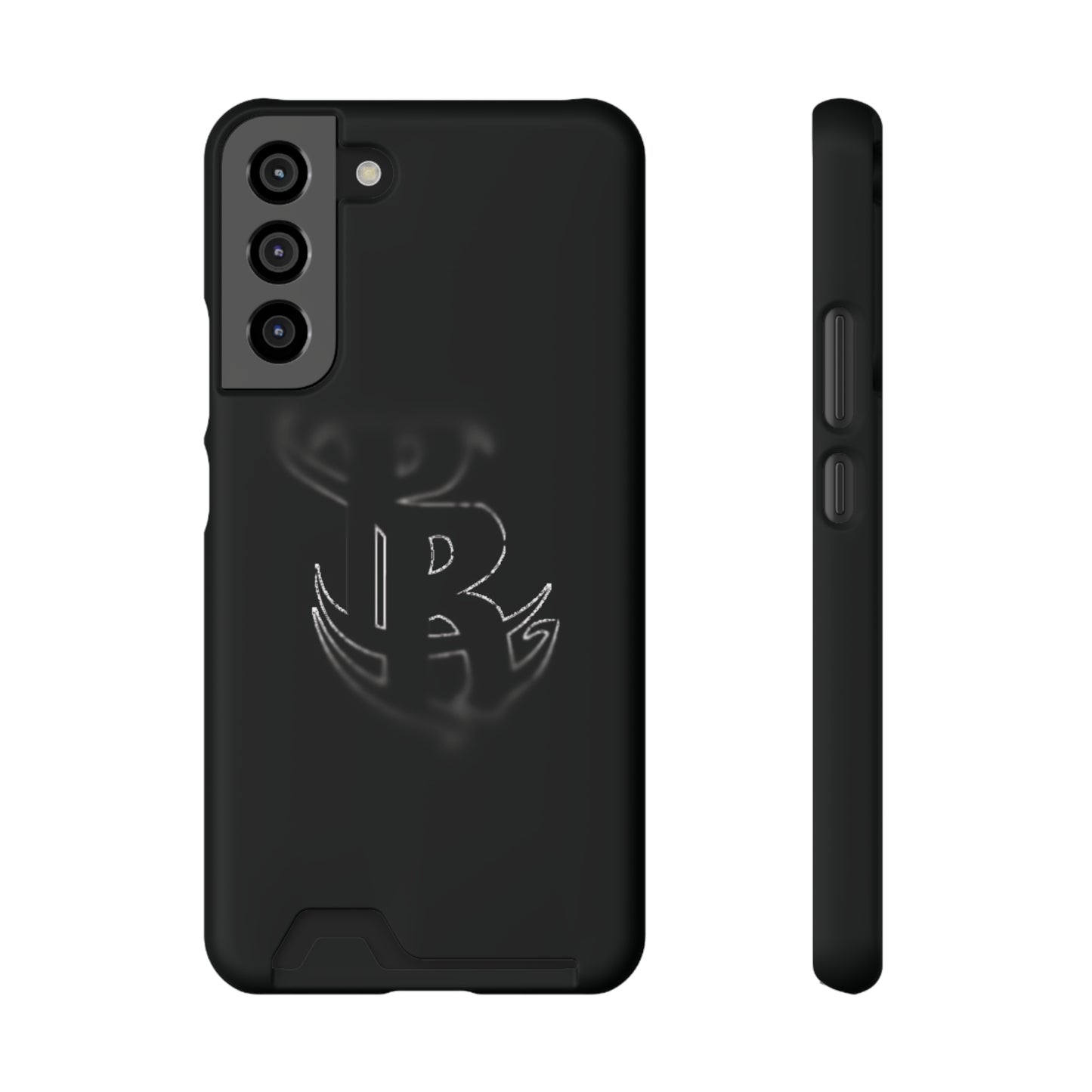 PR Fading Logo Sleek Black Phone Case with Card Holder