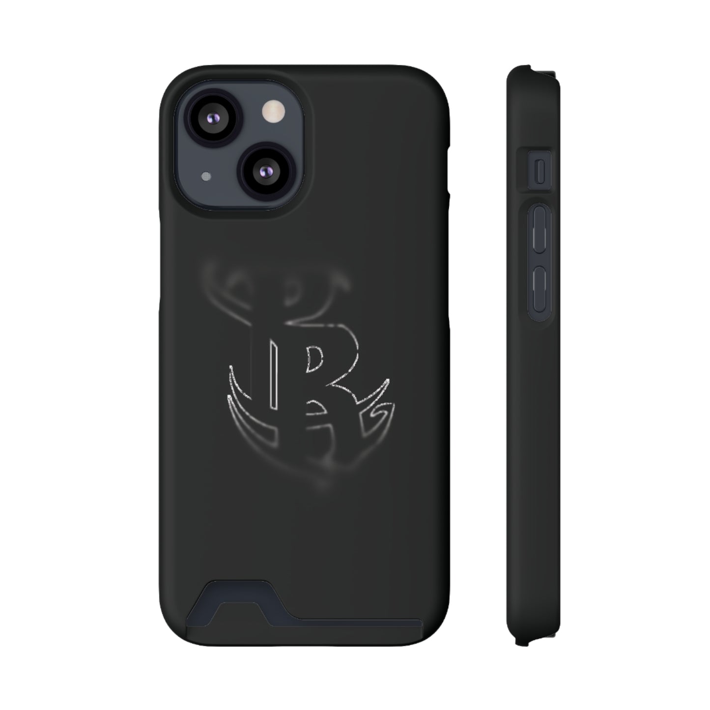 PR Fading Logo Sleek Black Phone Case with Card Holder